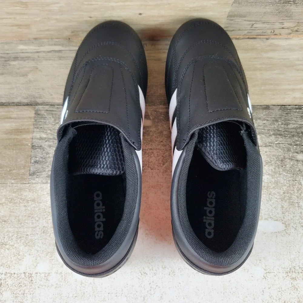 Adidas Tekwen Womens Shoes Sz 7 Black White Round Toe Casual Slip On Sneakers